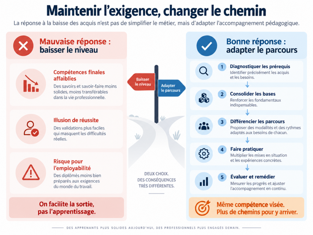 Chemins d'apprentissage différents pour palier aux manque des fondamentaux