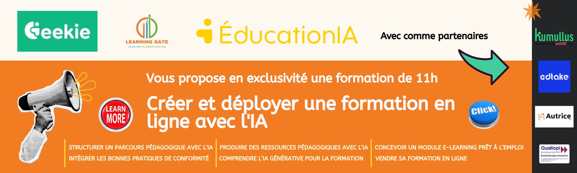 Bannière site internet Vente formation IA 